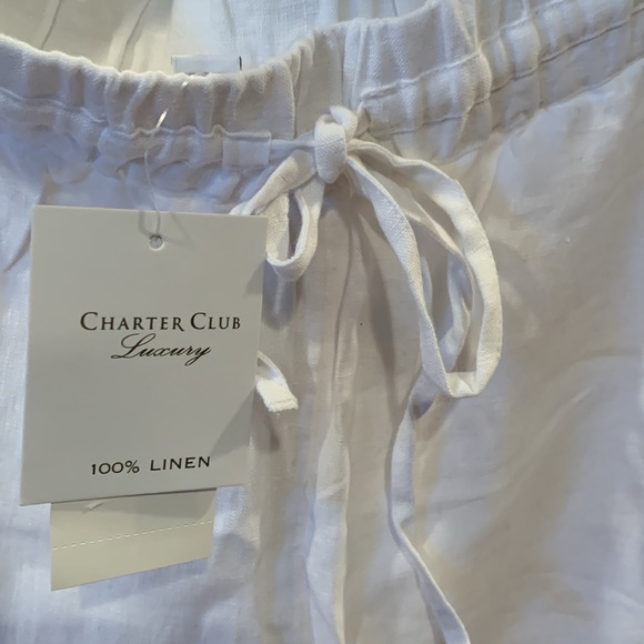 Women White Linen Pants Sz. PM (petite medium) - Picture 3 of 4